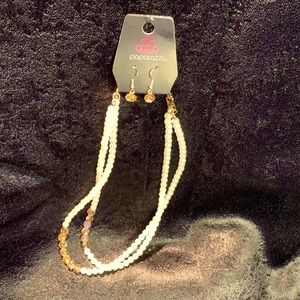 Double Pearl and Gold Necklace